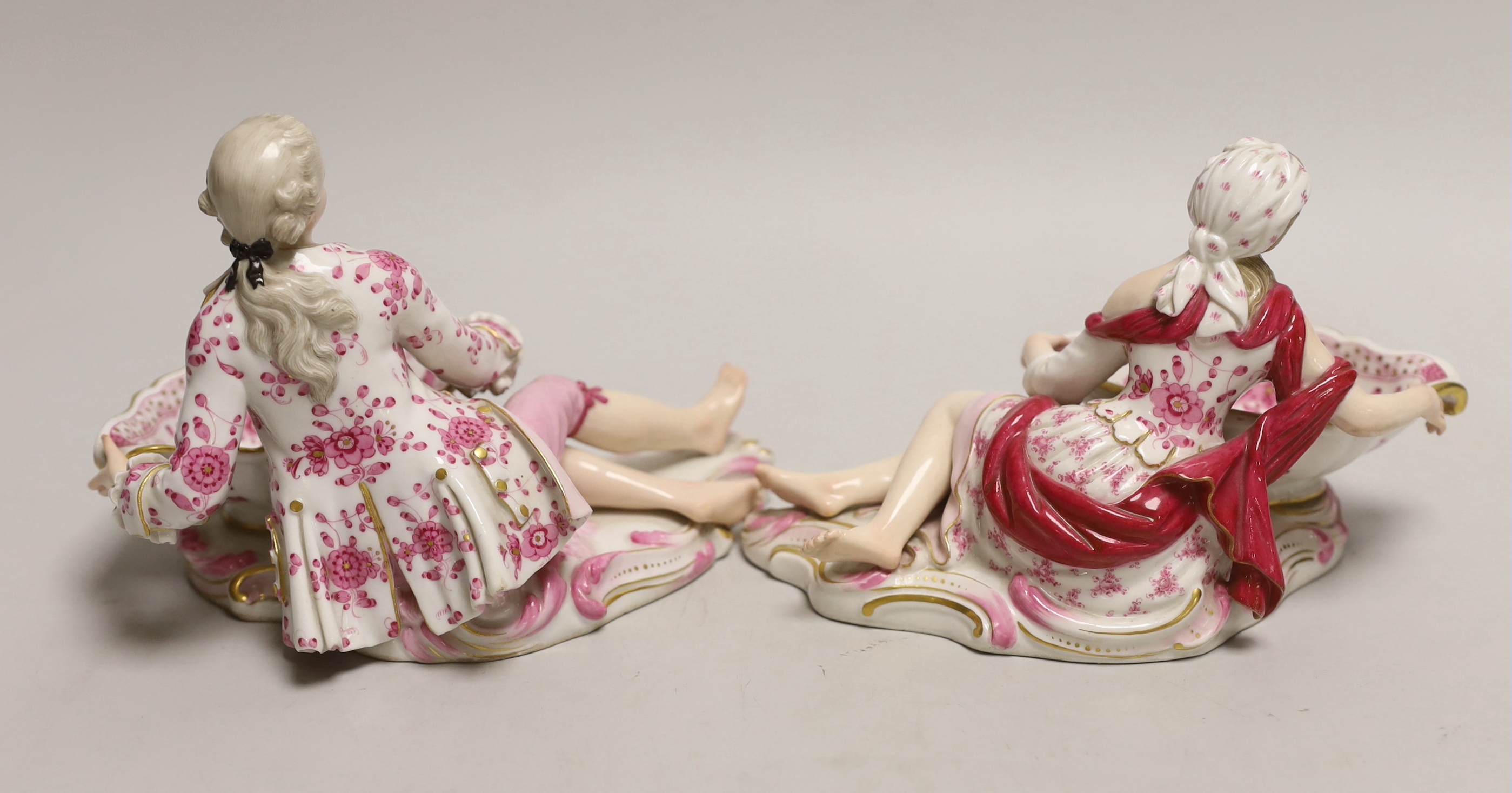 A pair of Meissen figural salts, late 19th century, 2872 and 2875